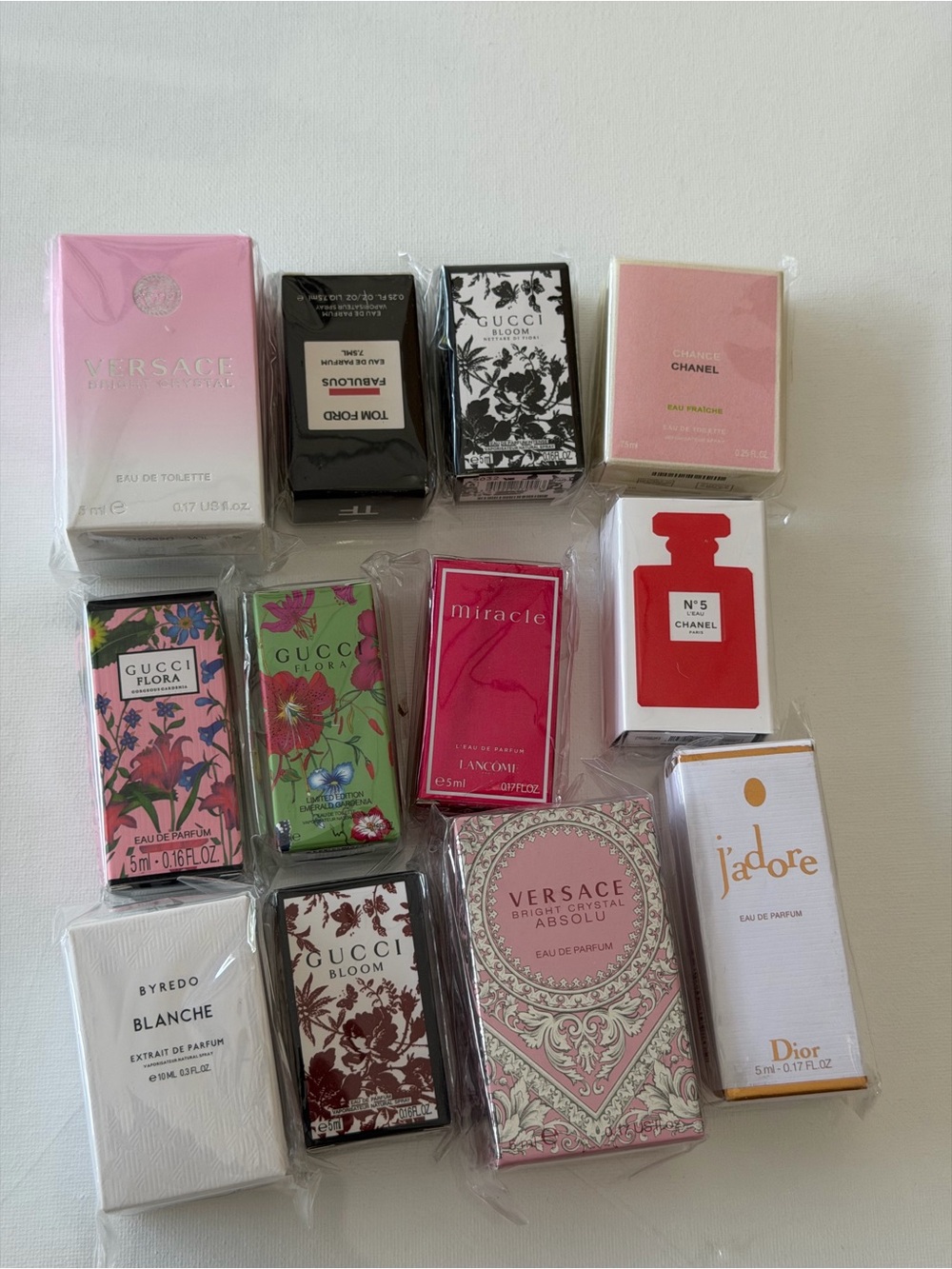 Mini Designer Perfume Set - Pink, Black, White, Floral Boxes